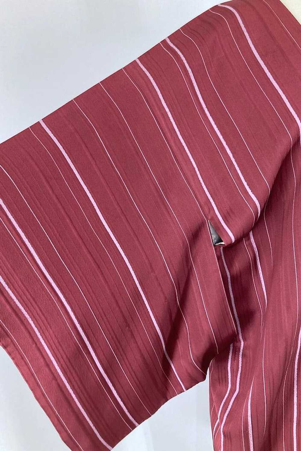 Vintage Maroon Striped Silk Kimono Jacket - image 3