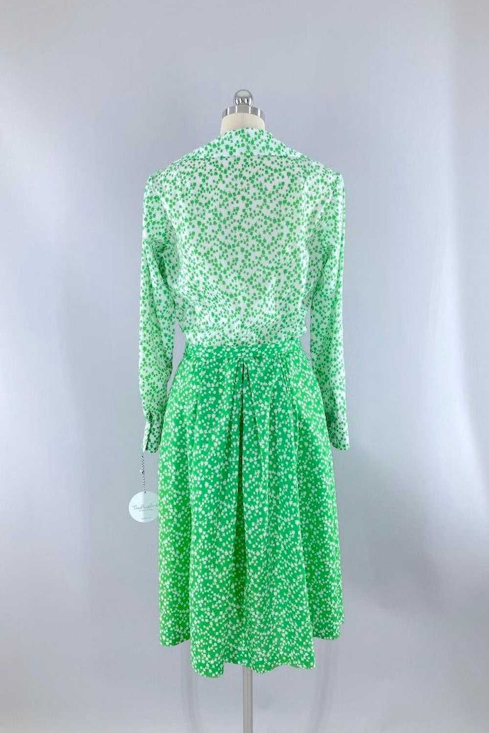 Vintage 70s Green Tulips Day Dress - image 5