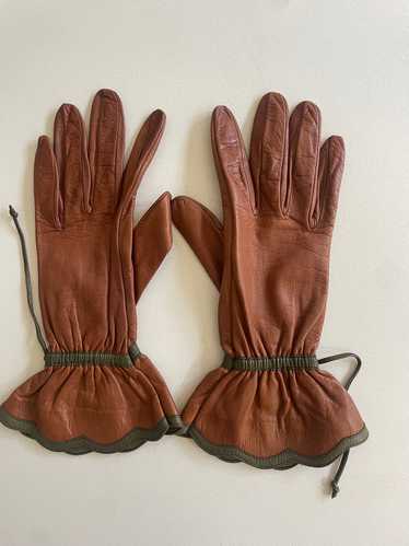 Vintage Brown Kid Leather Gloves
