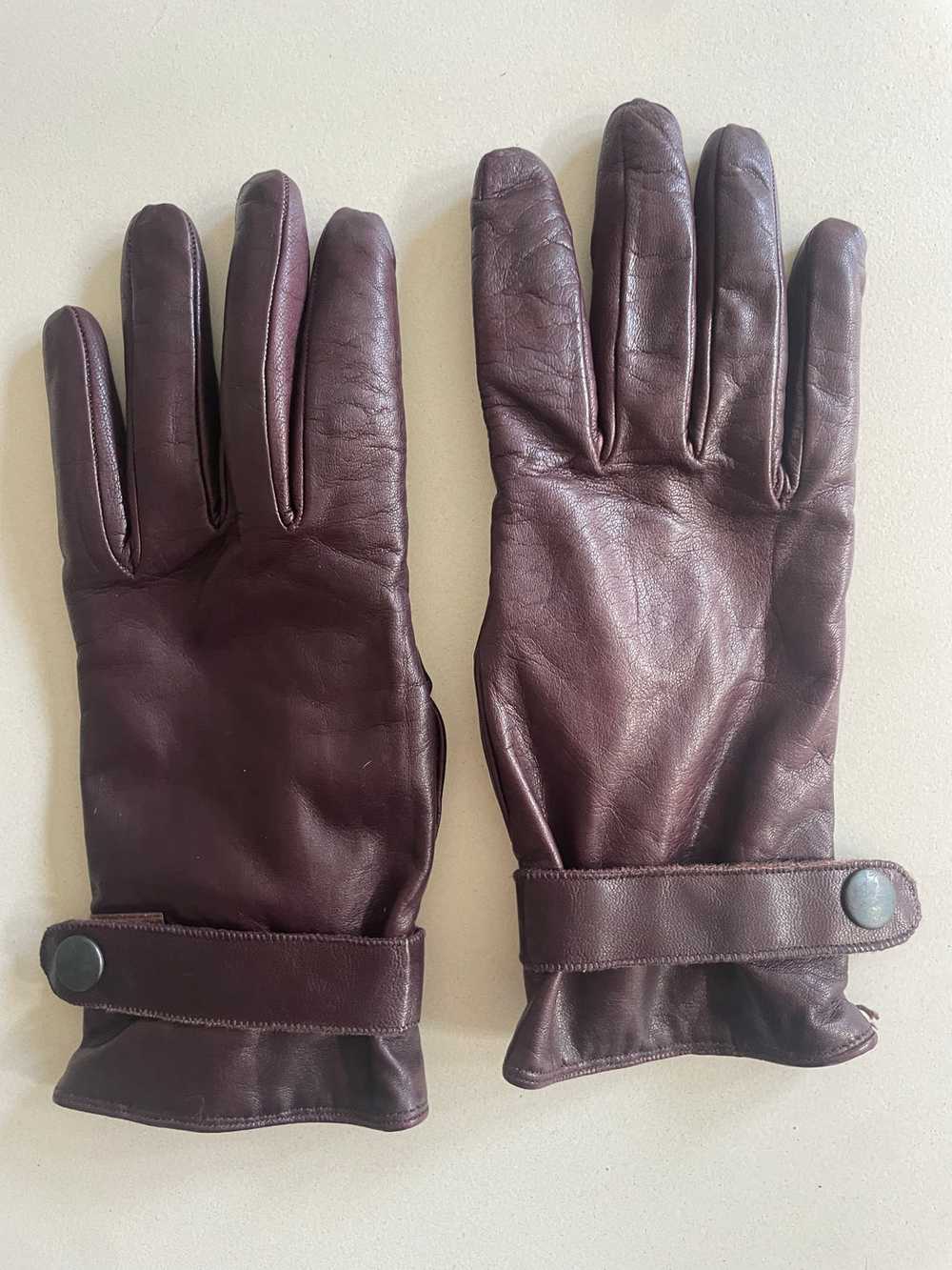Vintage Dark Brown Kid Leather Gloves - image 1