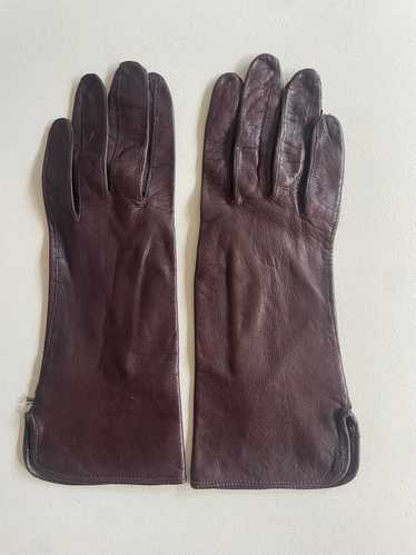 Vintage Dark Brown Kid Leather Gloves