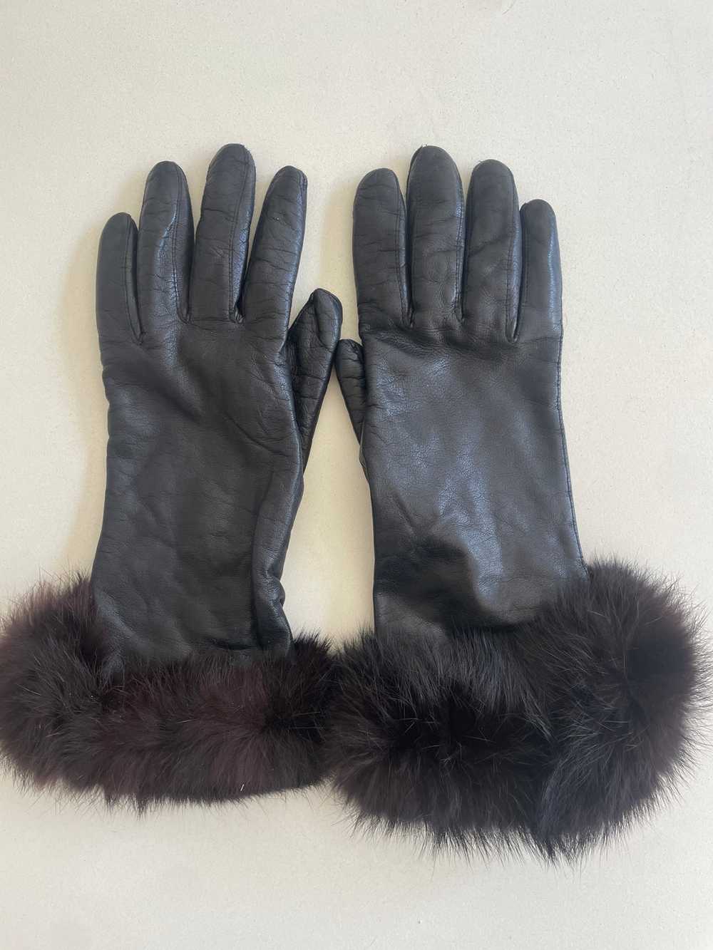 Vintage Fur Cuffed Kid Leather Gloves - image 1