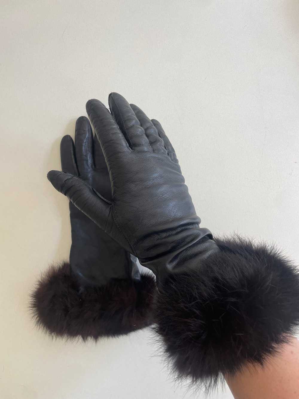 Vintage Fur Cuffed Kid Leather Gloves - image 2