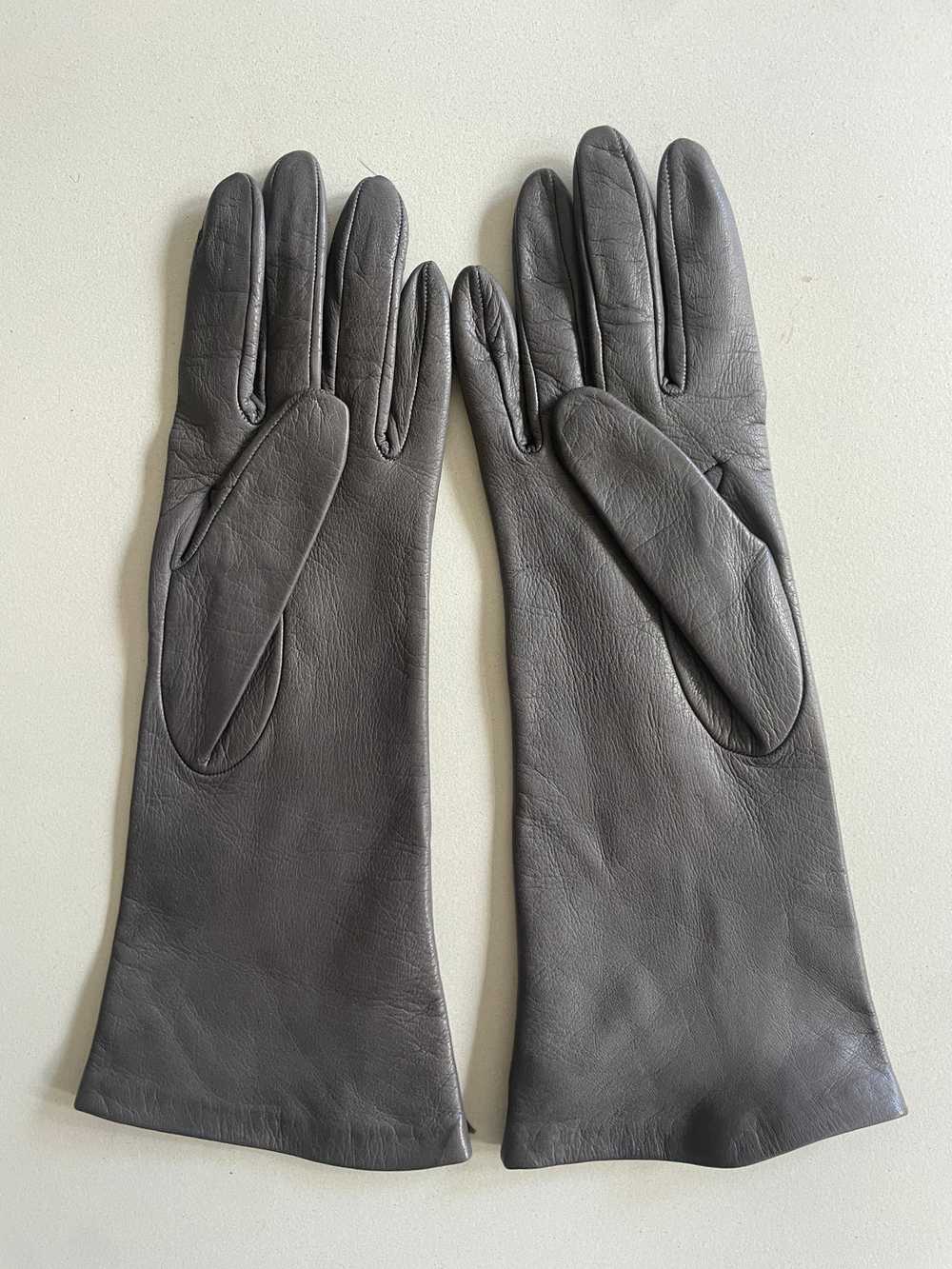 Vintage Gray Kid Leather Gloves - image 3