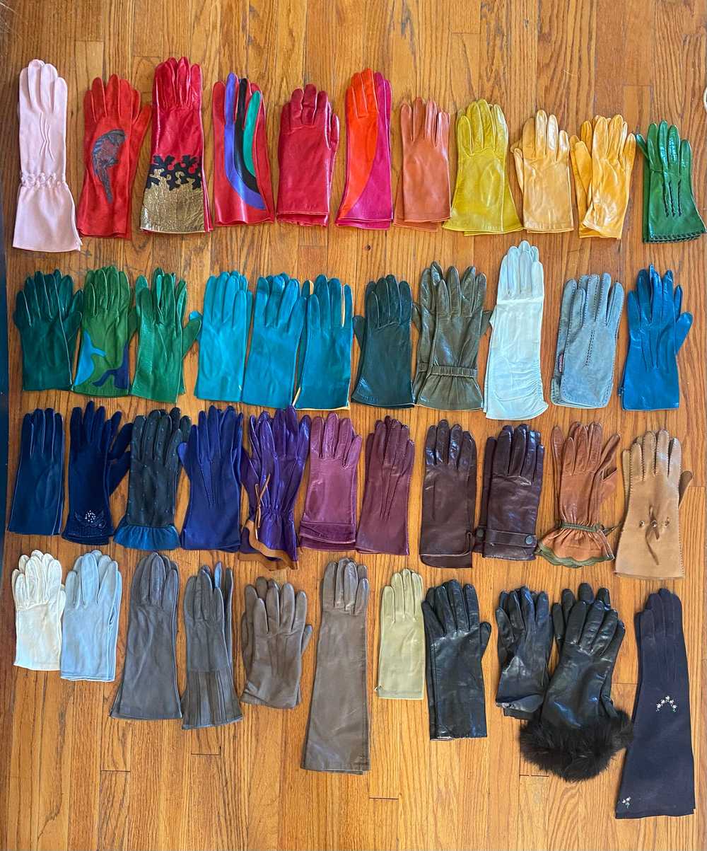Vintage Gray Kid Leather Gloves - image 5