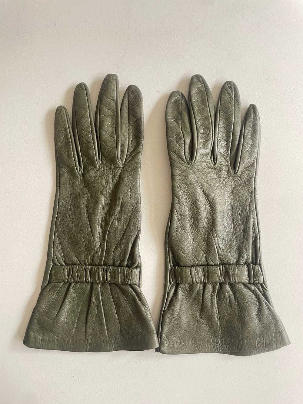 Vintage Green Kid Leather Gloves - image 1
