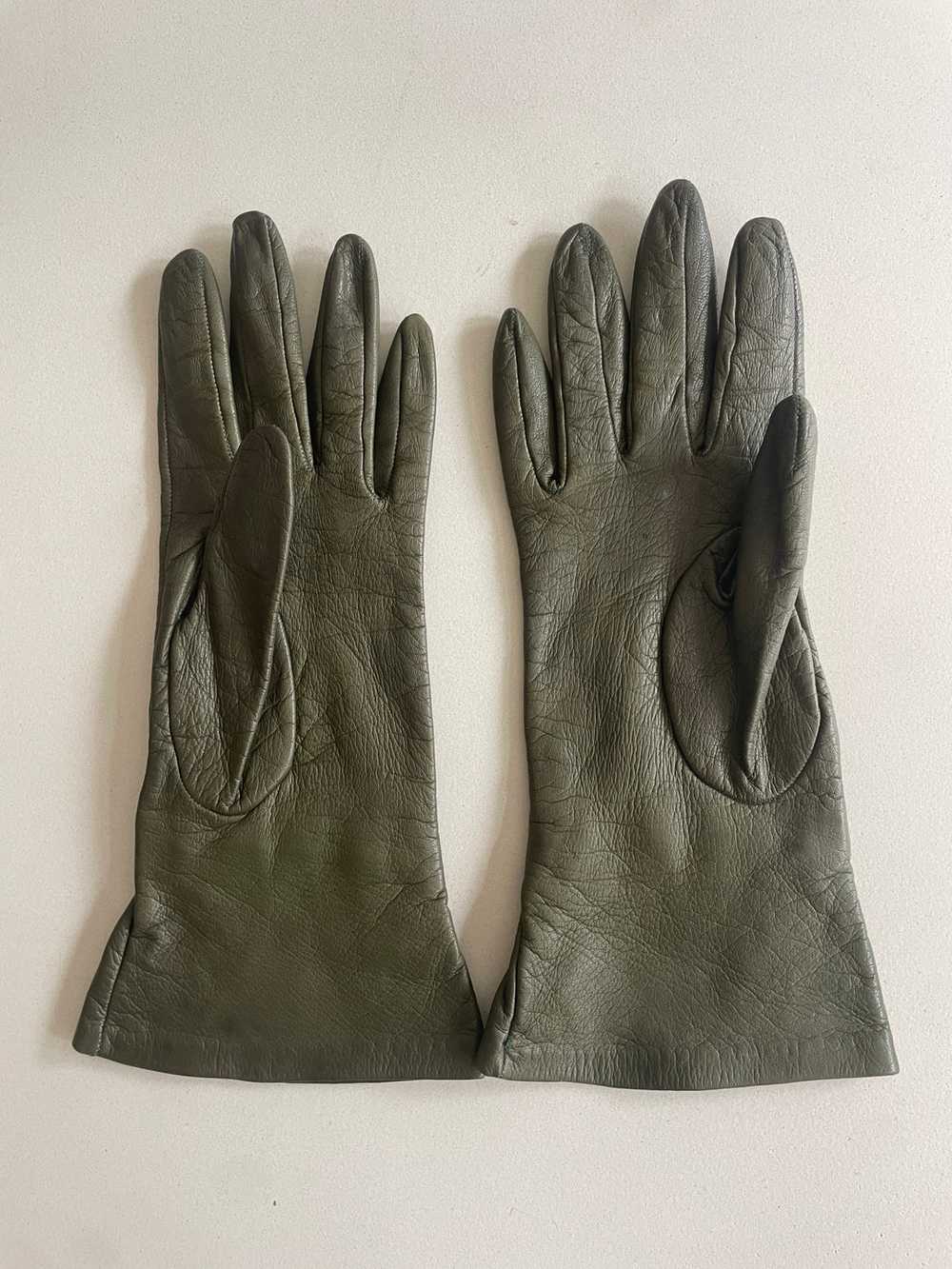 Vintage Green Kid Leather Gloves - image 3