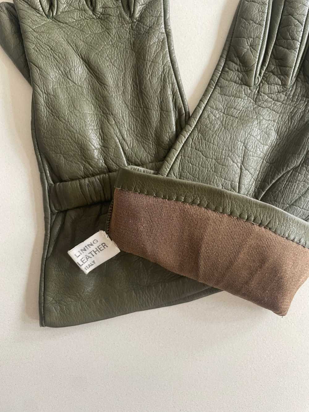 Vintage Green Kid Leather Gloves - image 4