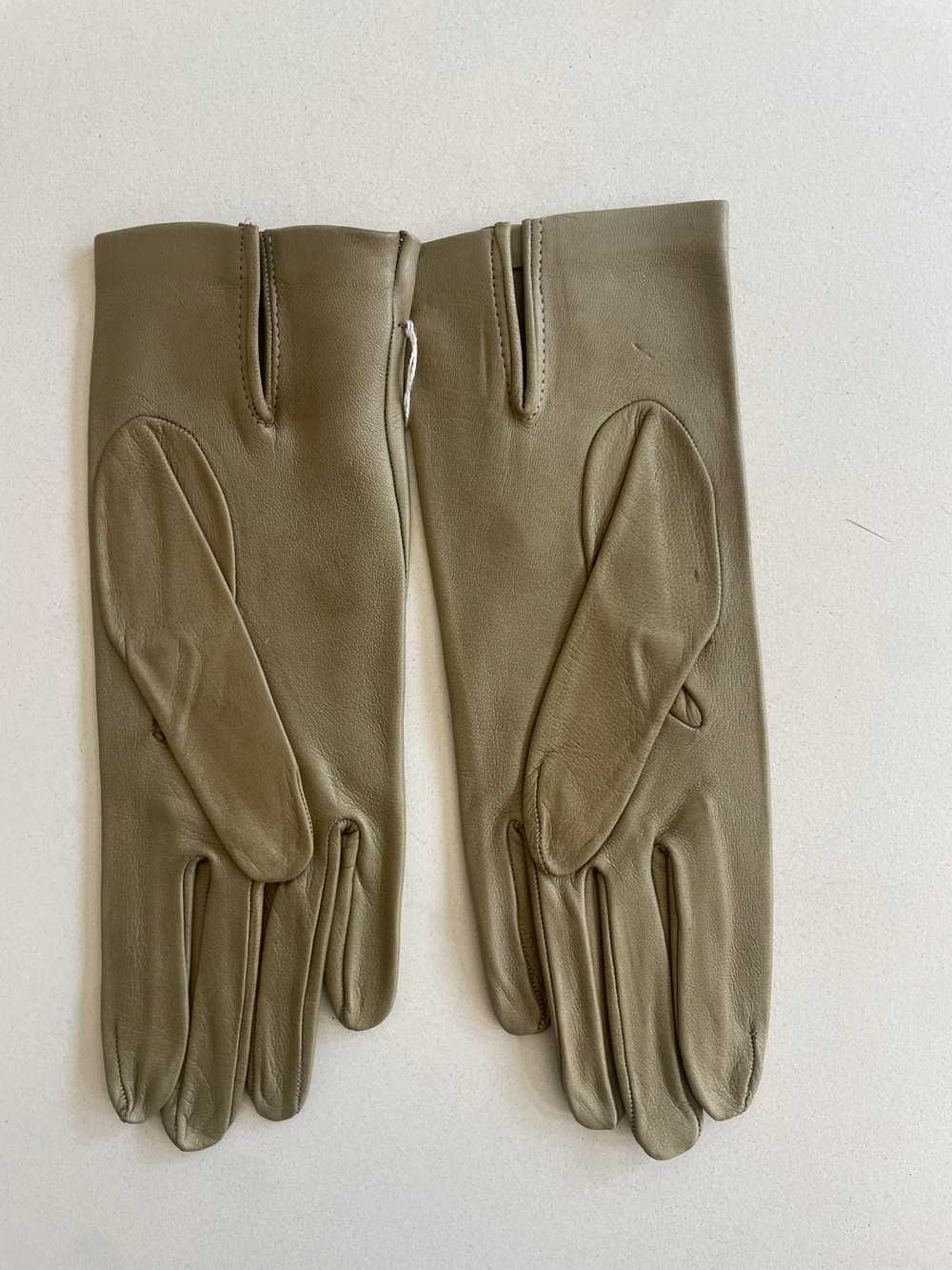 Vintage Olive Green Kid Leather Gloves - image 2