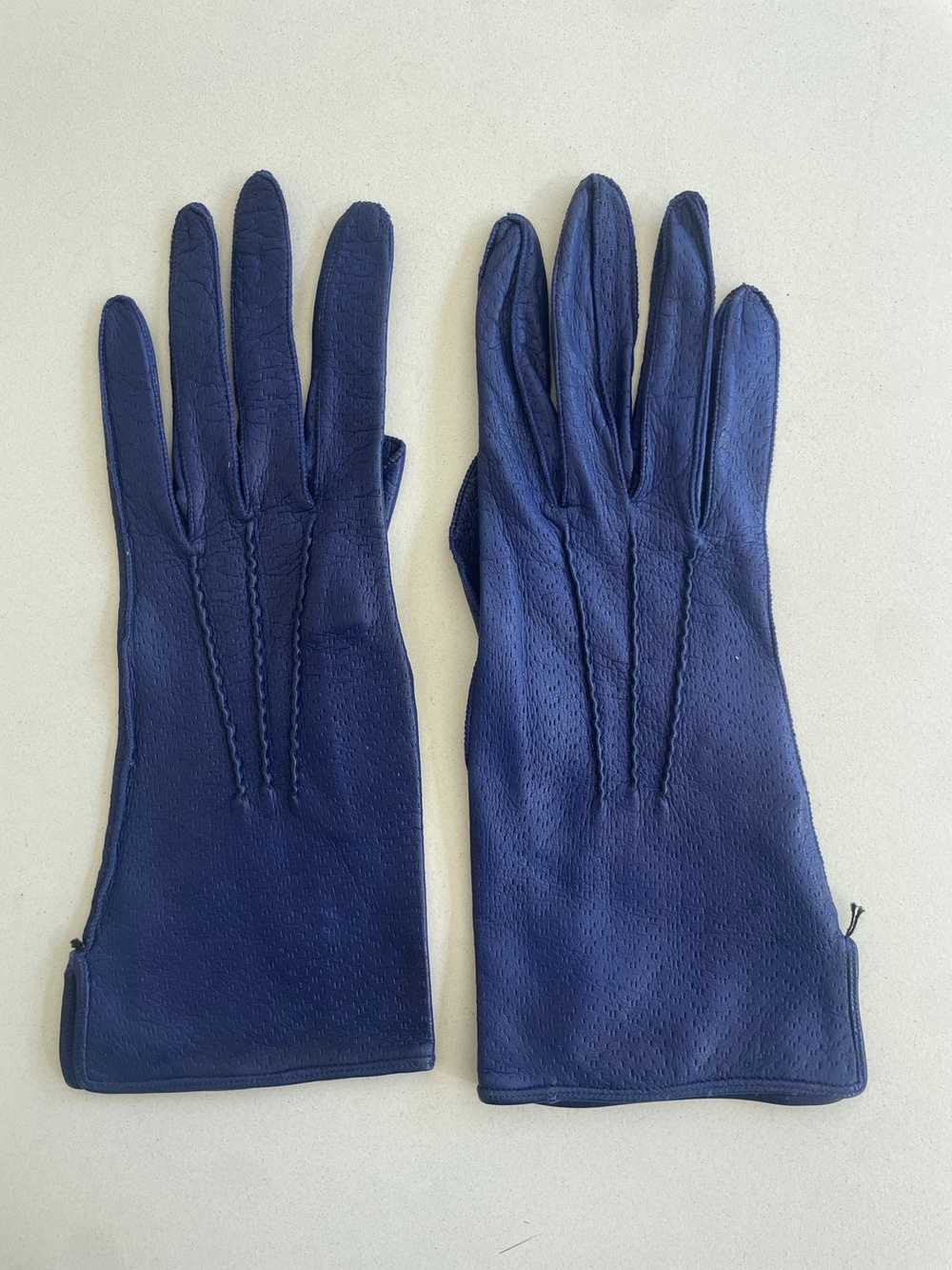 Vintage Royal Blue Kid Leather Gloves - image 1