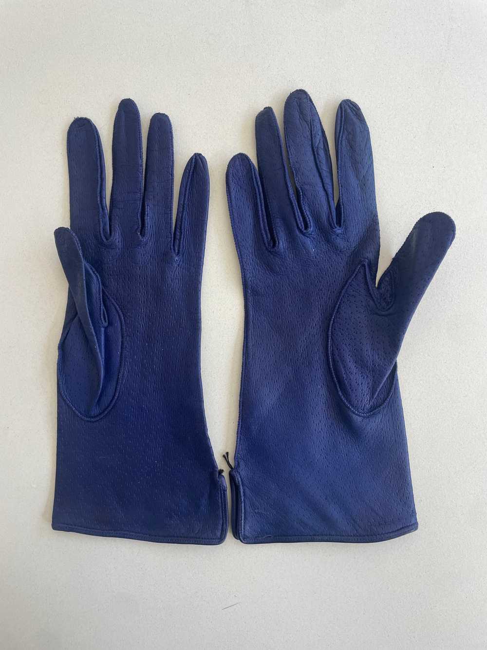 Vintage Royal Blue Kid Leather Gloves - image 3