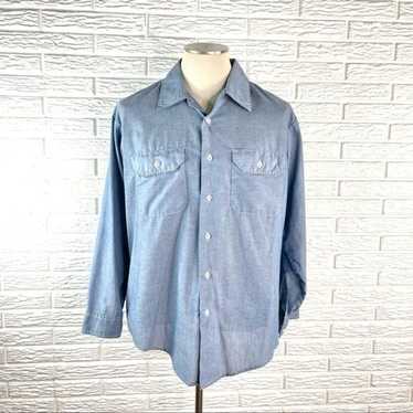 Vintage Faux Denim Long Sleeve Button Up Shirt - image 1