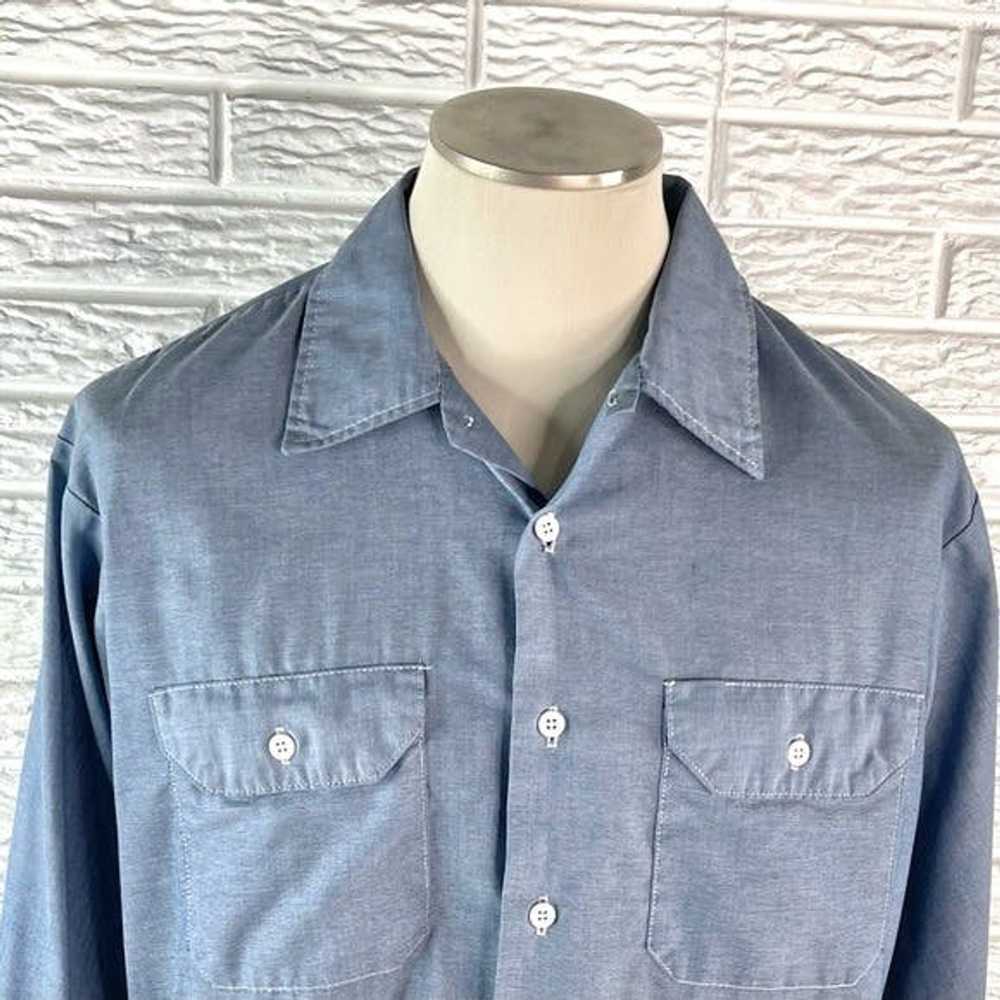 Vintage Faux Denim Long Sleeve Button Up Shirt - image 2