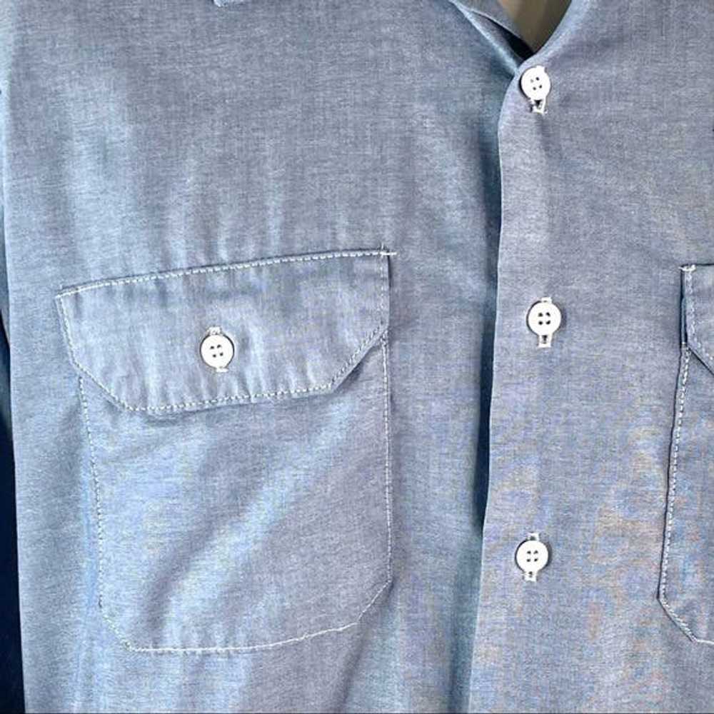 Vintage Faux Denim Long Sleeve Button Up Shirt - image 3