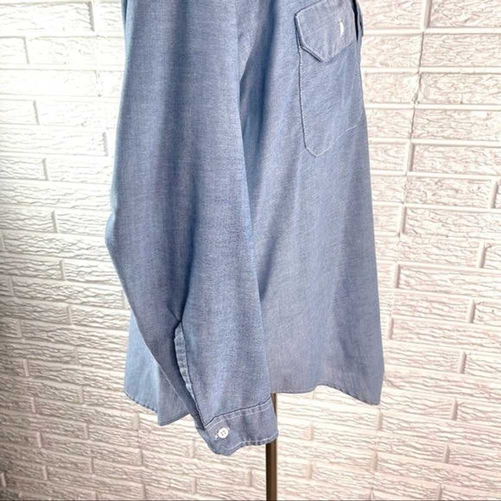 Vintage Faux Denim Long Sleeve Button Up Shirt - image 5