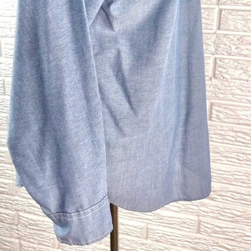 Vintage Faux Denim Long Sleeve Button Up Shirt - image 7