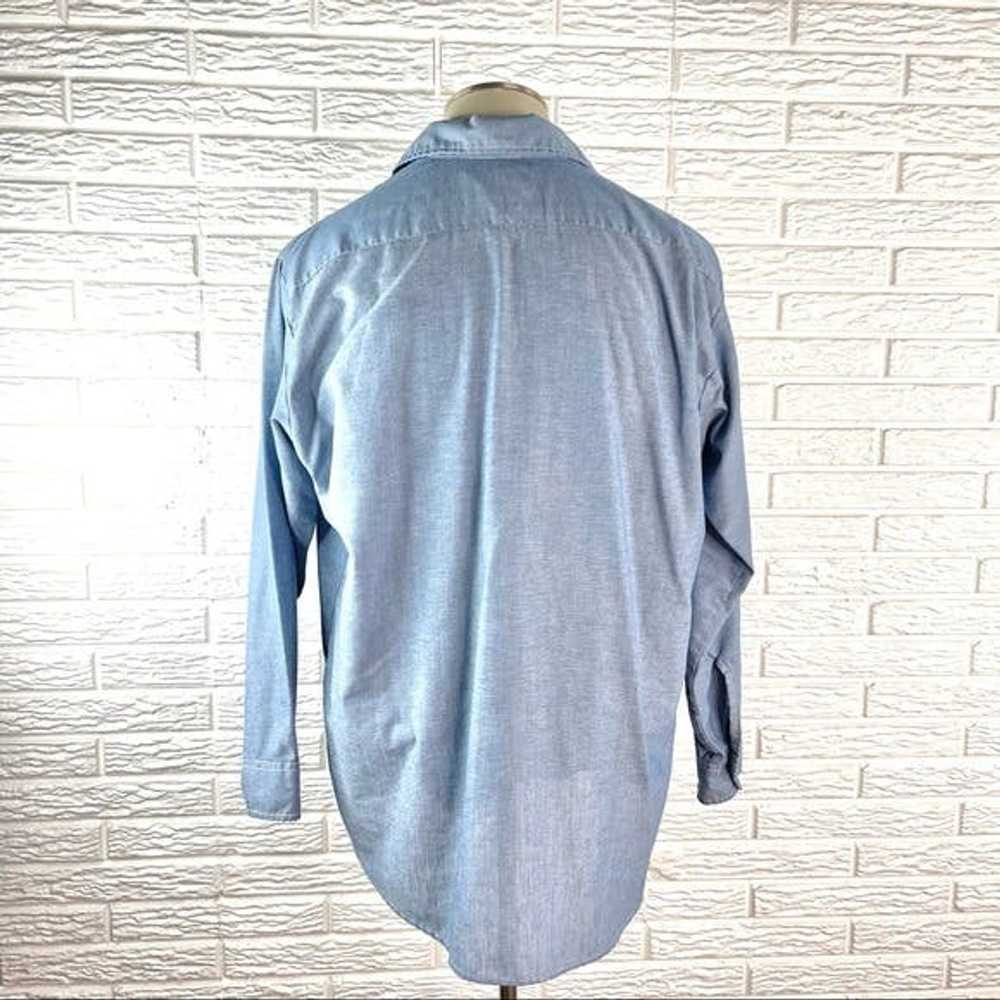 Vintage Faux Denim Long Sleeve Button Up Shirt - image 8