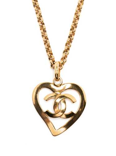 CHANEL Pre-Owned 1995 CC heart pendant necklace -… - image 1