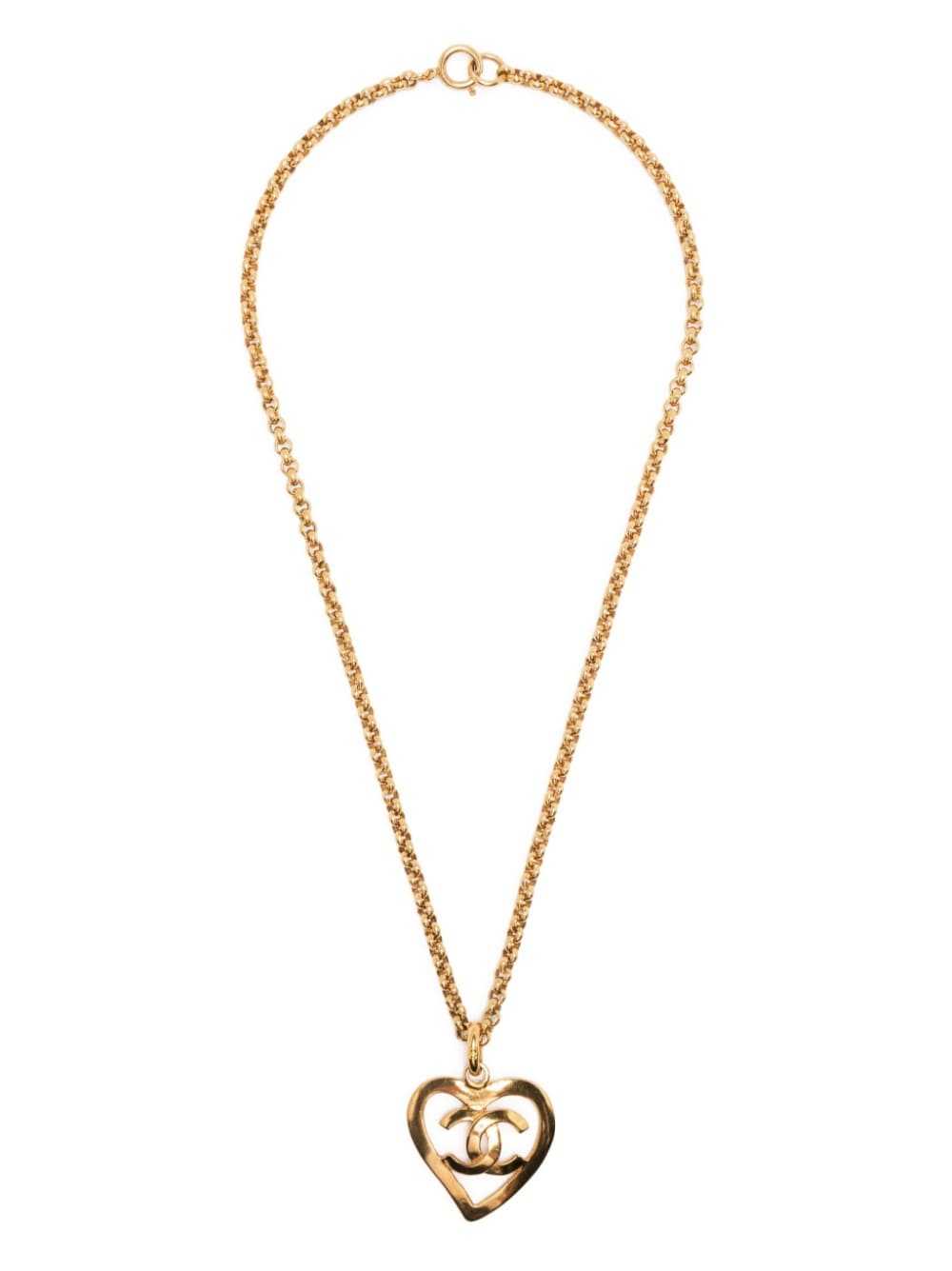 CHANEL Pre-Owned 1995 CC heart pendant necklace -… - image 3