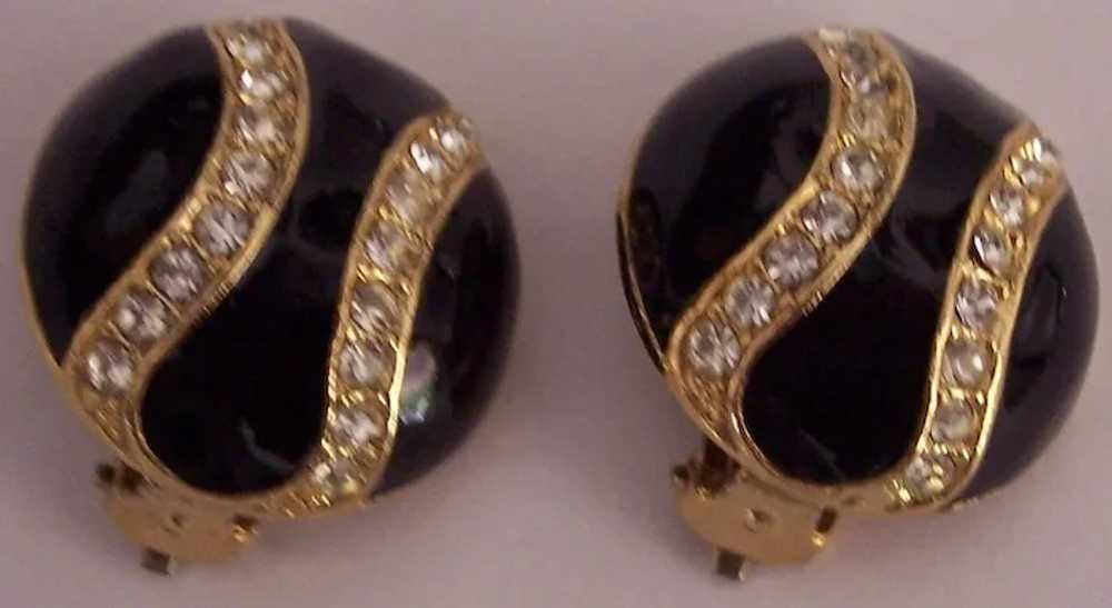 Sphinx of London Earrings Black w/ Rhinestones Go… - image 2