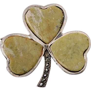 CONNEMARA MARBLE ブローチ Vintage shamrock connemara marble - Gem