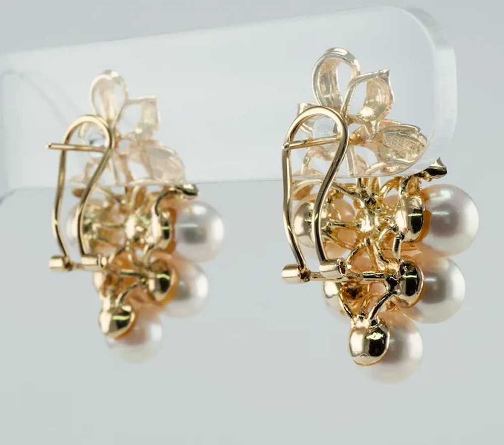 Natural Pearl Diamond Earrings 14K Yellow Gold Vi… - image 9