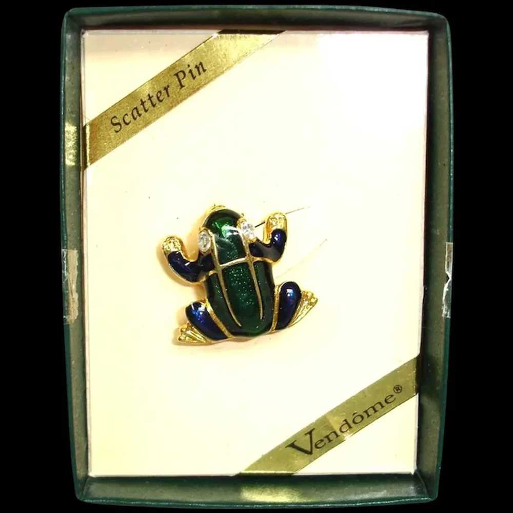 Vintage VENDOME Enamel FROG Scatter Pin - with Or… - image 6