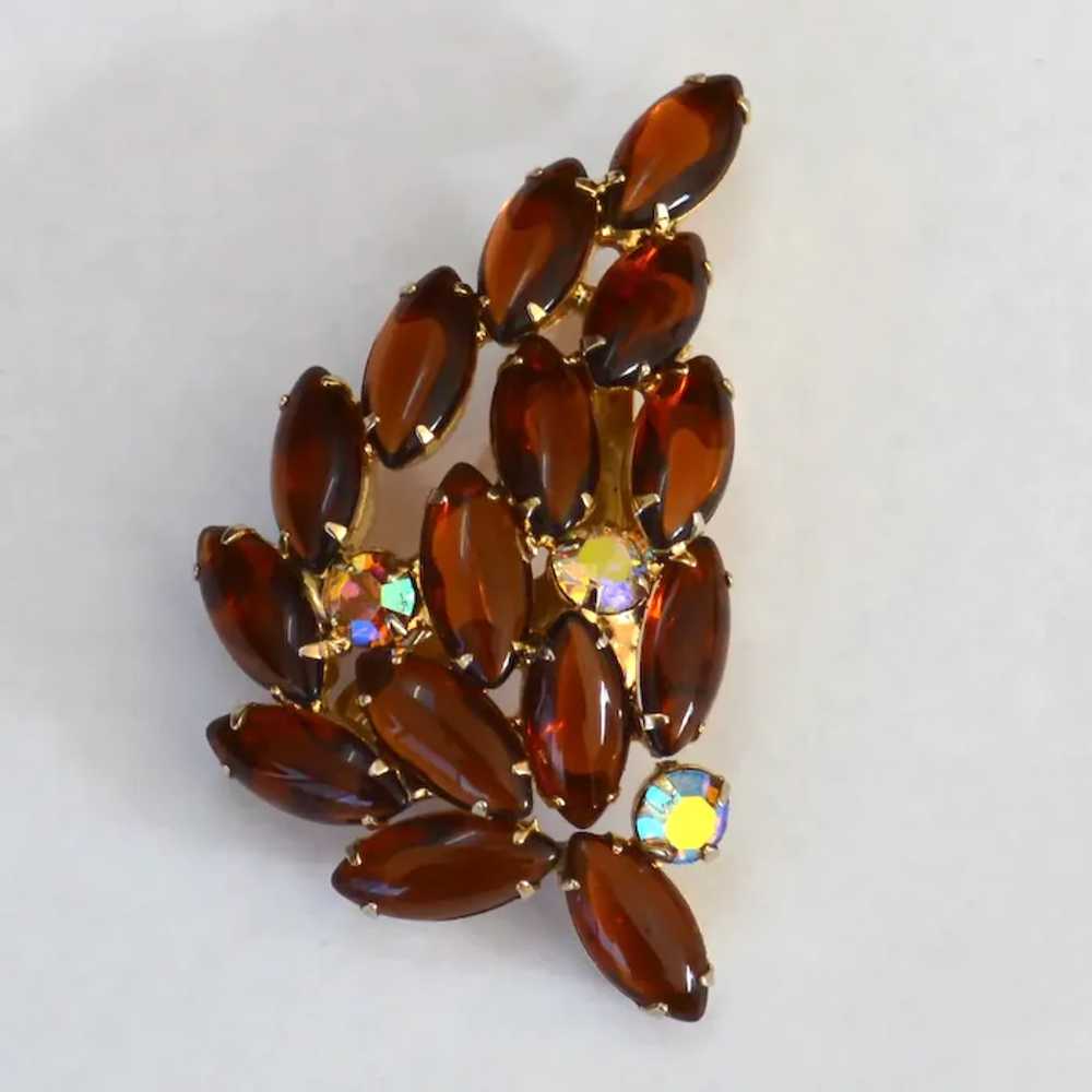 JULIANA Smooth Marquise Flower Spray Brooch Pin - image 3