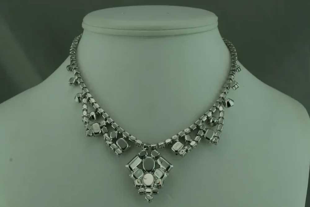 Signed Weiss Clear  Rhinestone Necklace and Earri… - image 3