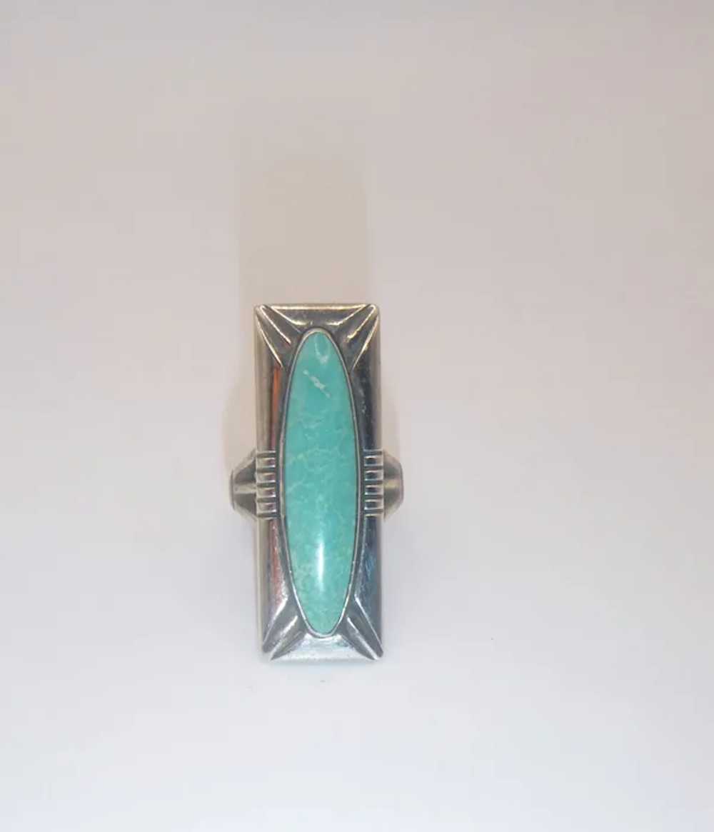 Vintage Navajo Sterling Silver Turquoise Ring - image 10