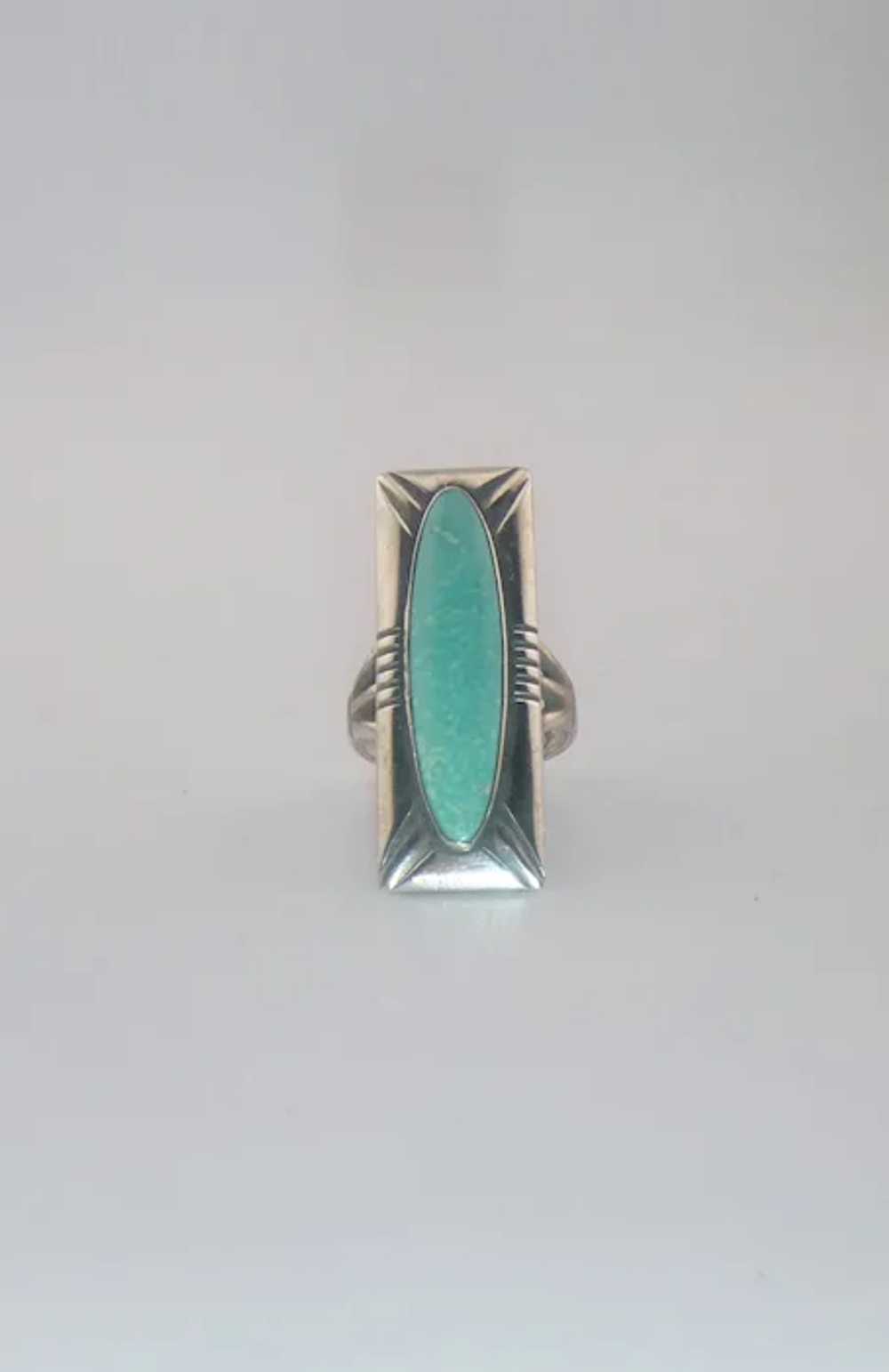 Vintage Navajo Sterling Silver Turquoise Ring - image 12