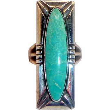 Vintage Navajo Sterling Silver Turquoise Ring - image 1