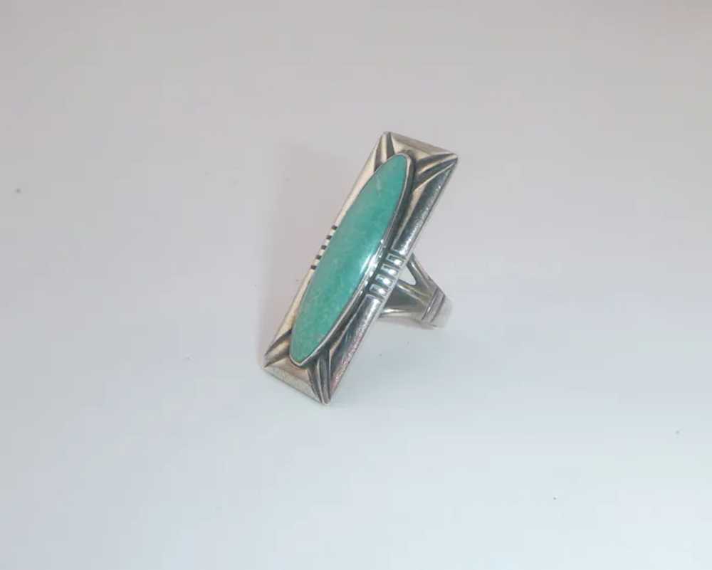 Vintage Navajo Sterling Silver Turquoise Ring - image 4
