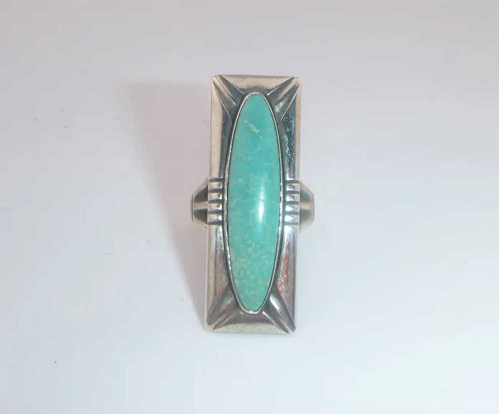 Vintage Navajo Sterling Silver Turquoise Ring - image 5