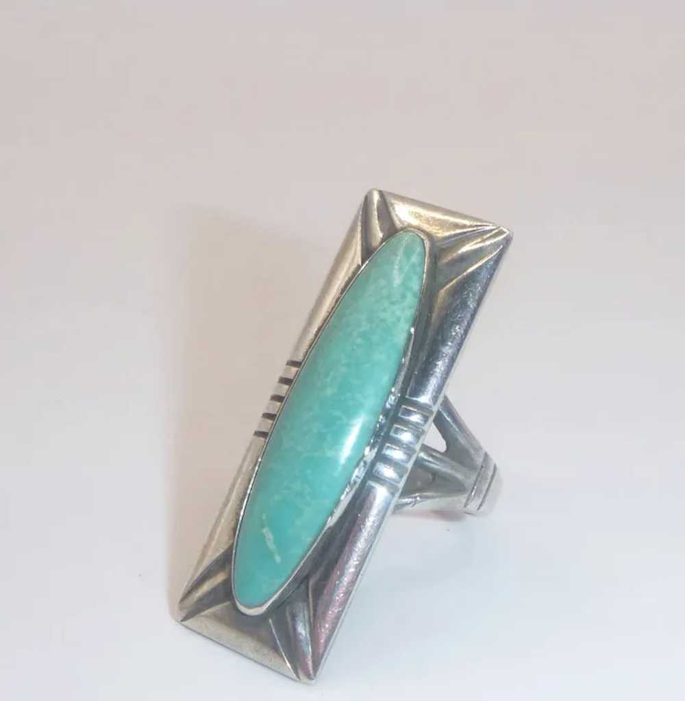 Vintage Navajo Sterling Silver Turquoise Ring - image 7