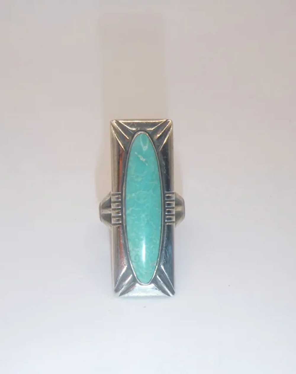 Vintage Navajo Sterling Silver Turquoise Ring - image 8