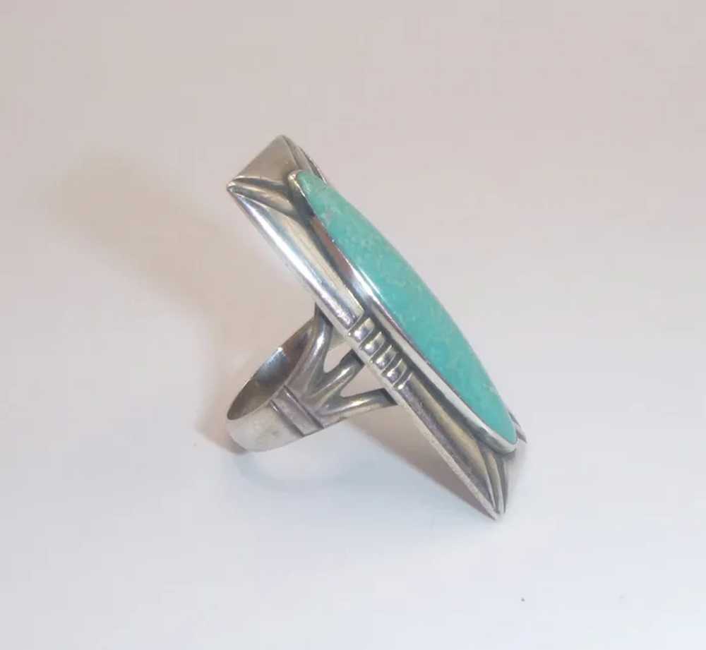 Vintage Navajo Sterling Silver Turquoise Ring - image 9