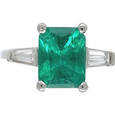 Platinum GIA 1.87ct. Emerald and Diamond Ring