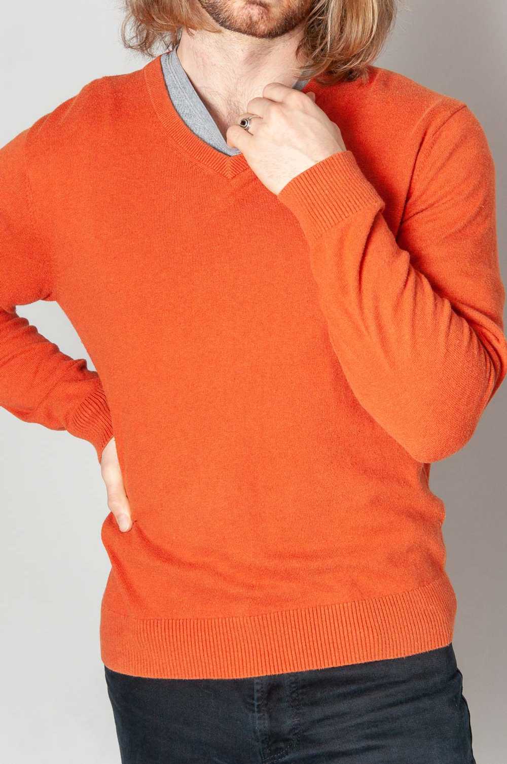 Tommy Hilfiger Fine Knit Sweater Orange With V-Ne… - image 3