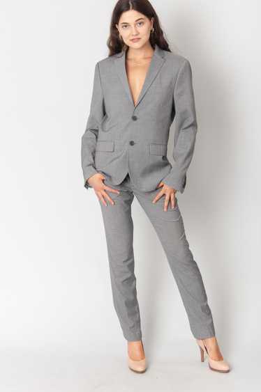Business Suit From Low Waist Pants And Blazer Grey