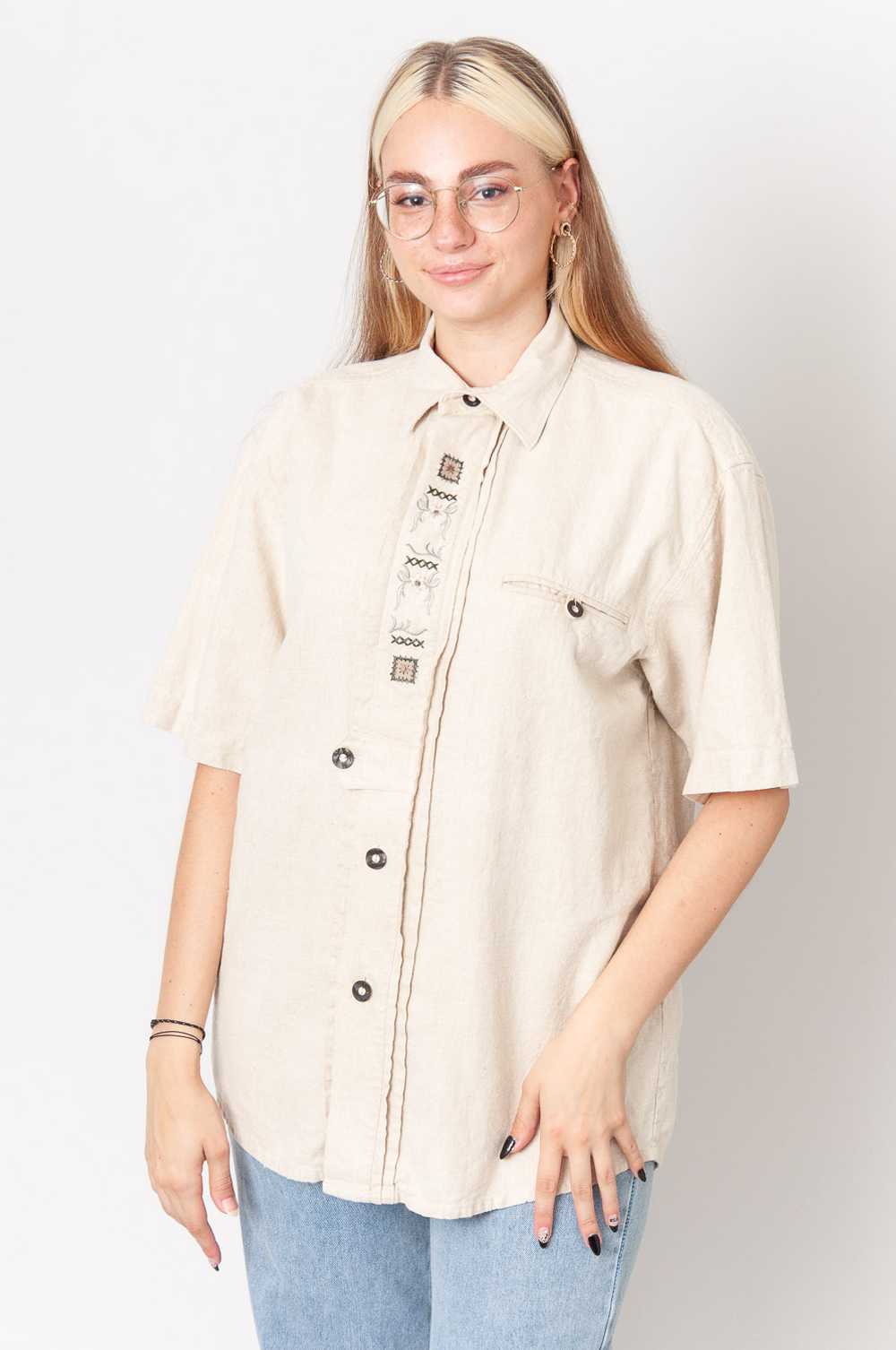 Edelweiss short sleeve shirt Beige With Stick - image 2