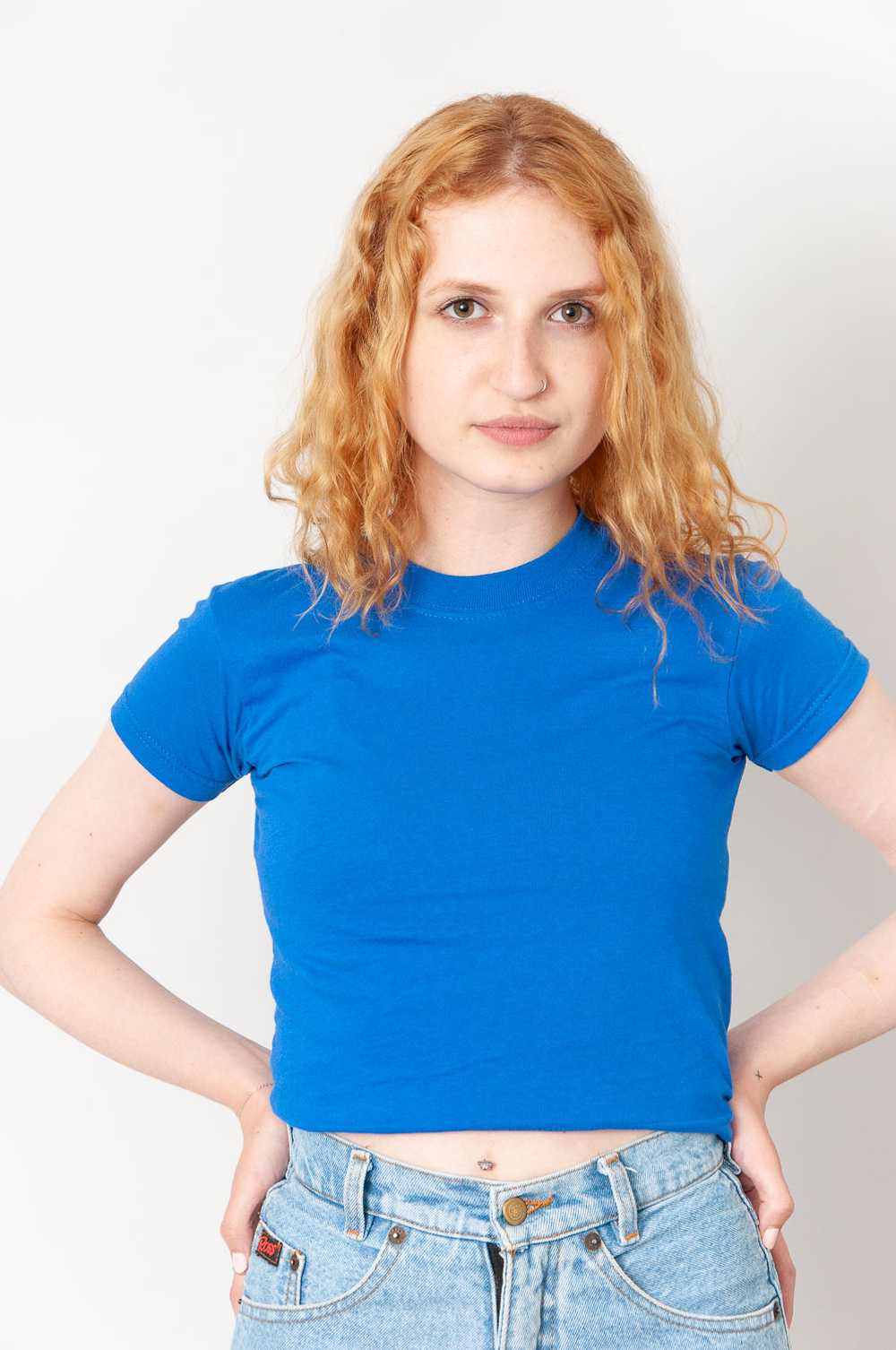 Basic Cropped Top Royalblue Plain Cotton - image 1