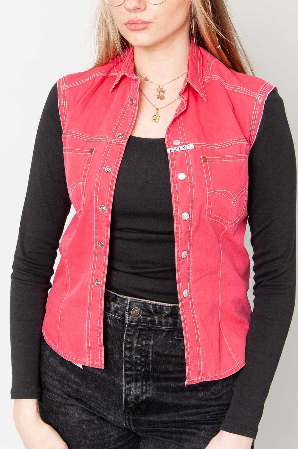 Replay denim vest Red From cotton - image 5