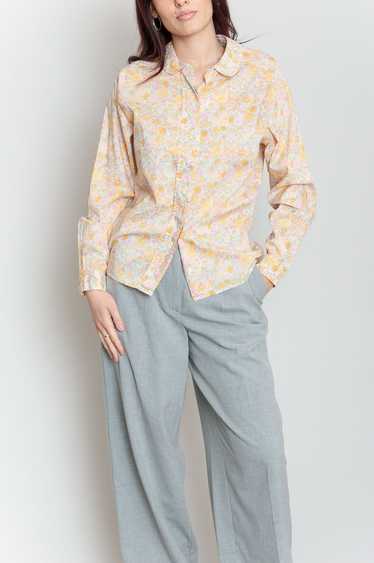 70s flower blouse long sleeve Orange In Pastel Co… - image 1