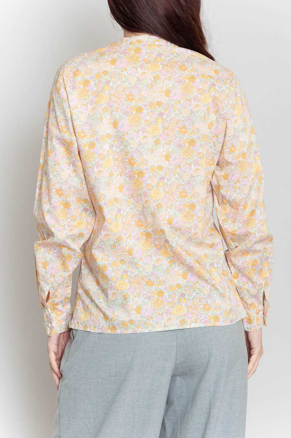 70s flower blouse long sleeve Orange In Pastel Co… - image 3