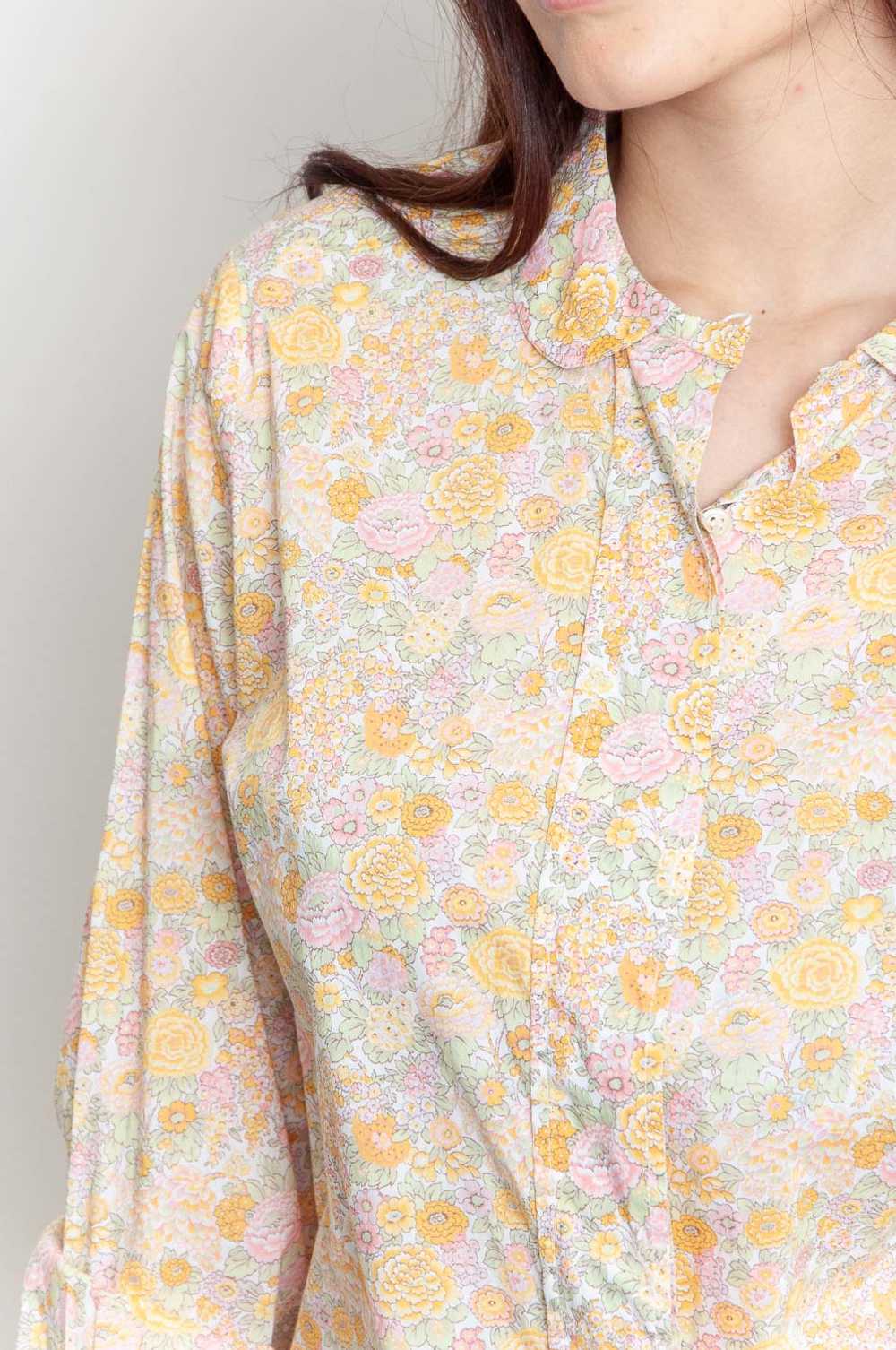 70s flower blouse long sleeve Orange In Pastel Co… - image 4