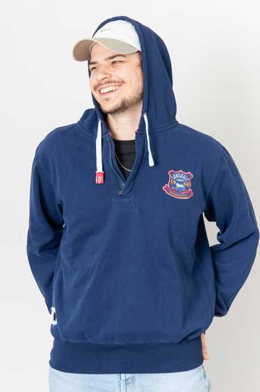 Lonsdale Half Zip Sweatshirt Dark Blue With Hood - image 1