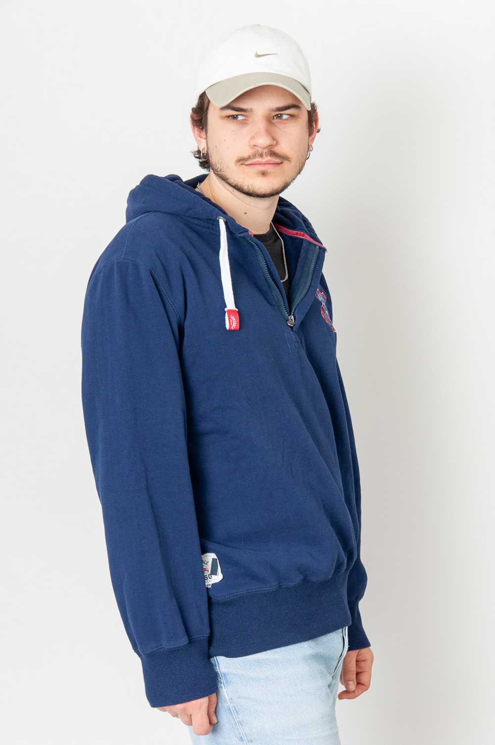 Lonsdale Half Zip Sweatshirt Dark Blue With Hood - image 2