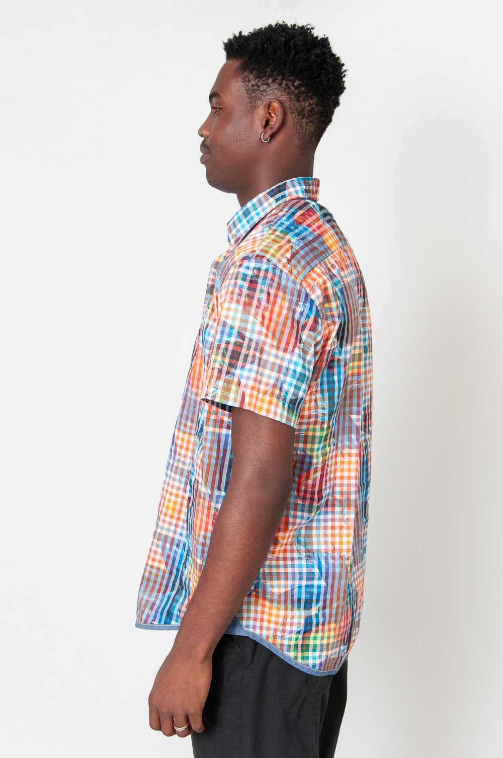 Hidden Flowers short sleeve shirt Colorful plaid - image 2