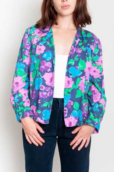 Lovely Day Blazer Blue Purple With Floral Pattern